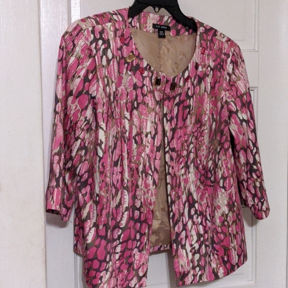 Le Bos Blazer size 16 w pink and tan